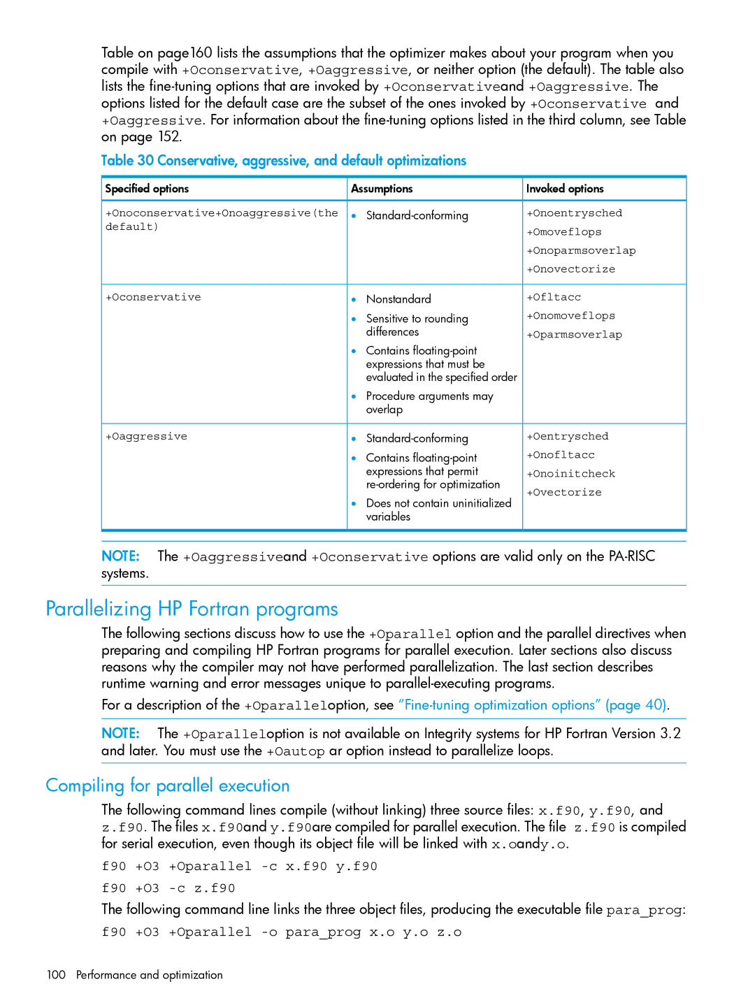 HP UX Fortran Software manual Parallelizing HP Fortran programs, Compiling for parallel execution 