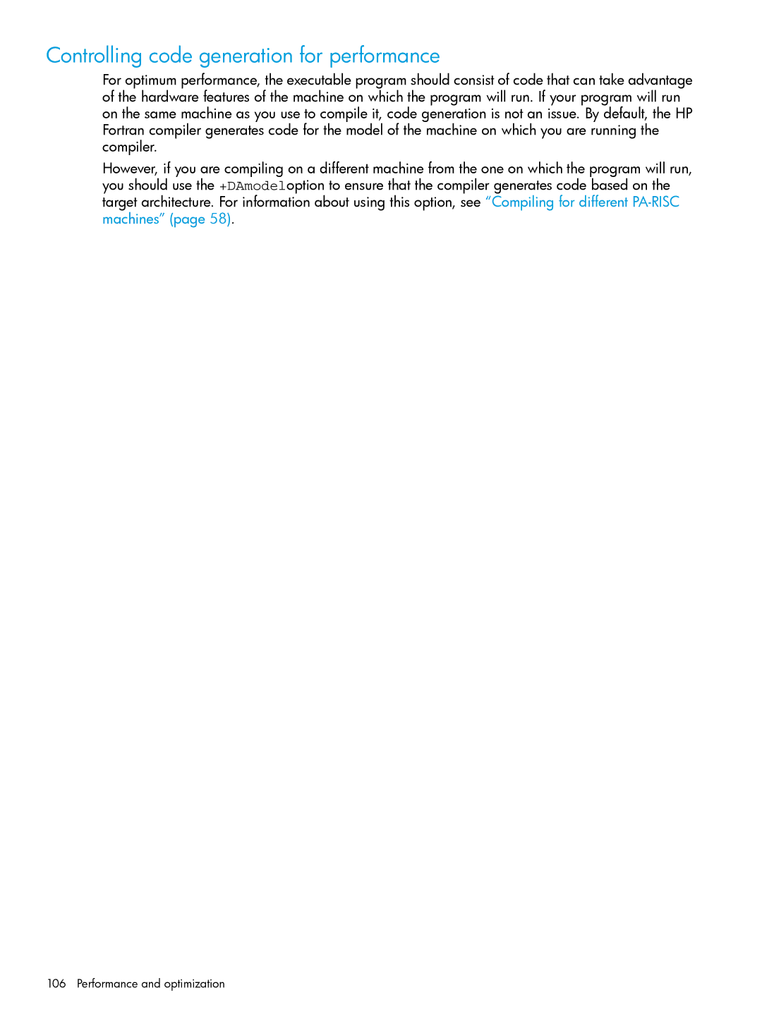HP UX Fortran Software manual Controlling code generation for performance 