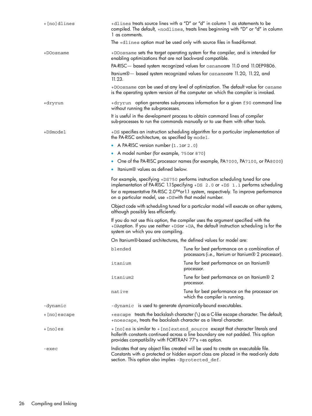 HP UX Fortran Software manual Blended, Itanium2, Native 