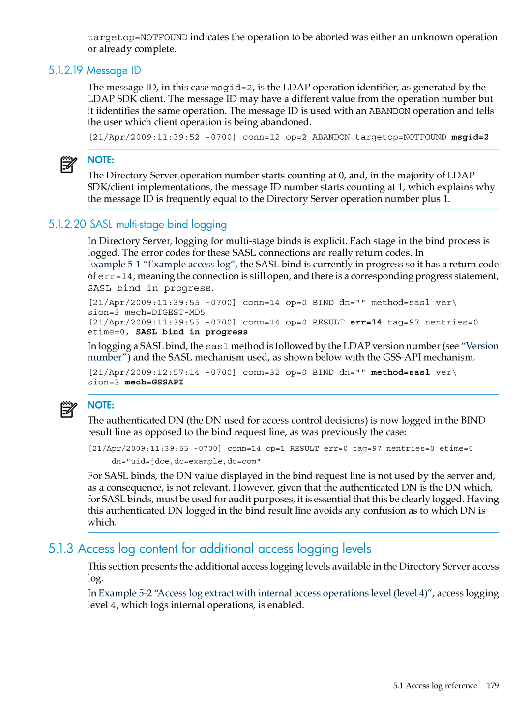 HP UX Identity Security Software manual Access log content for additional access logging levels, Message ID 