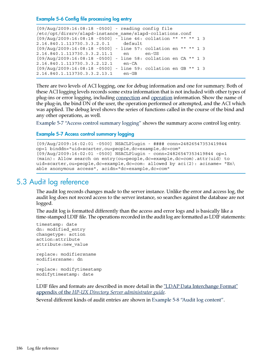 HP UX Identity Security Software manual Audit log reference, Example 5-6 Config file processing log entry 