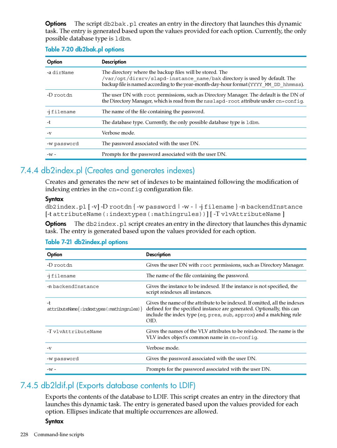 HP UX Identity Security Software manual 4 db2index.pl Creates and generates indexes 