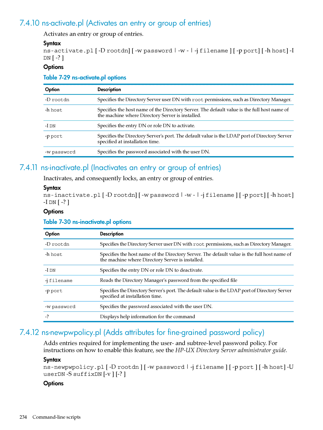 HP UX Identity Security Software manual Ns-activate.pl Activates an entry or group of entries, ns-activate.pl options 