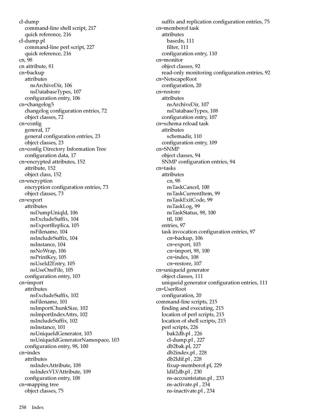 HP UX Identity Security Software Suffix and replication configuration entries, Read-only monitoring configuration entries 