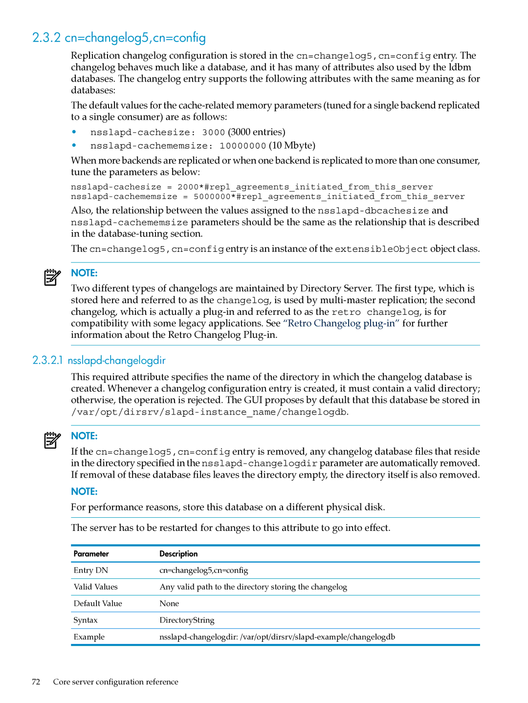 HP UX Identity Security Software manual 2 cn=changelog5,cn=config, Nsslapd-changelogdir 