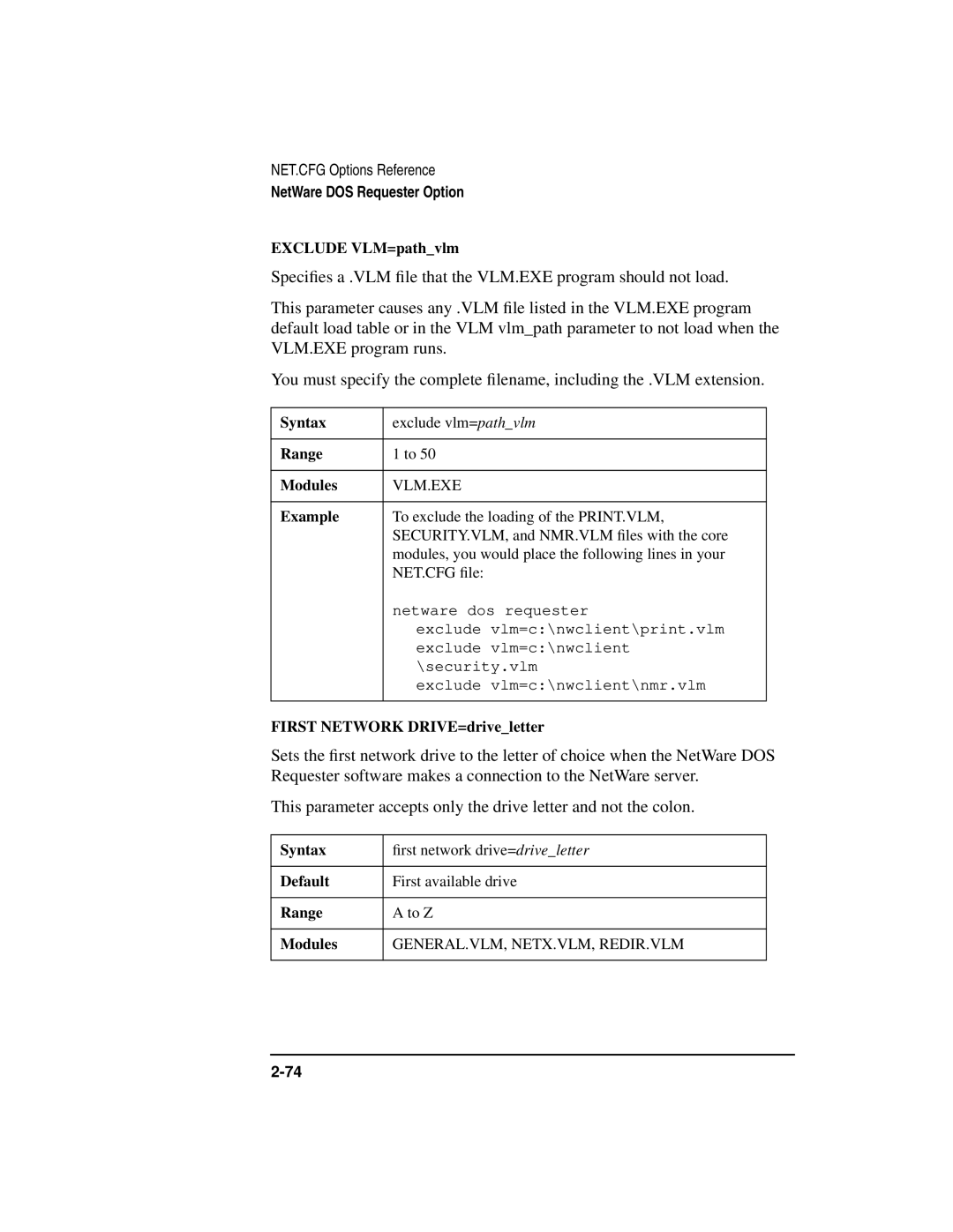 HP UX Internet and Networking Software manual Exclude VLM=pathvlm, Range Modules, First Network DRIVE=driveletter 