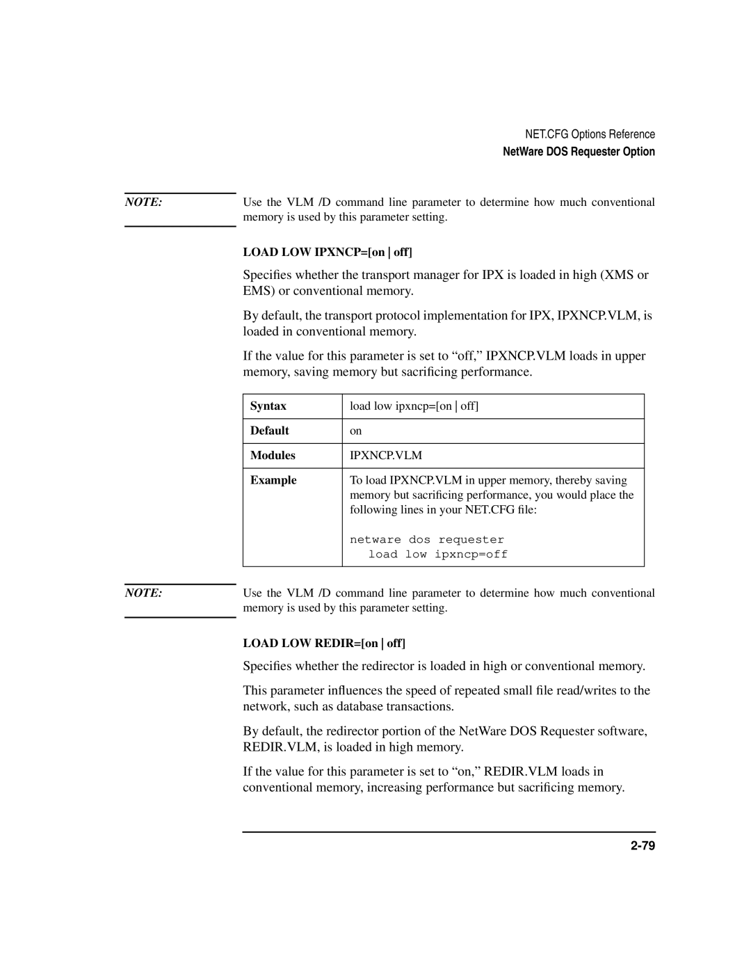 HP UX Internet and Networking Software manual Load LOW IPXNCP=on off, Load LOW REDIR=on off 