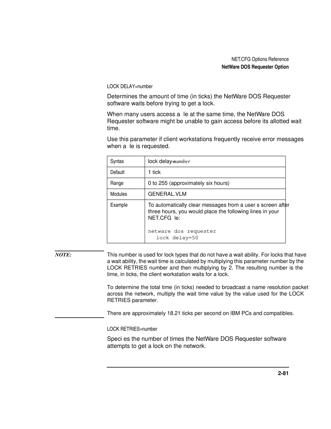 HP UX Internet and Networking Software manual Lock DELAY=number, Lock RETRIES=number 