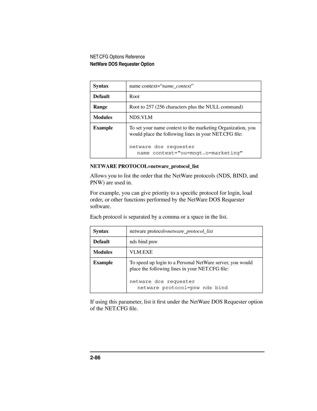 HP UX Internet and Networking Software manual Default, Netware PROTOCOL=netwareprotocollist 