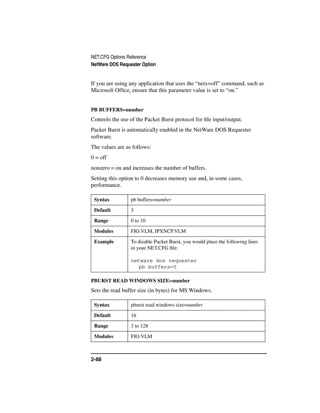 HP UX Internet and Networking Software manual Sets the read buffer size in bytes for MS Windows, PB BUFFERS=number 