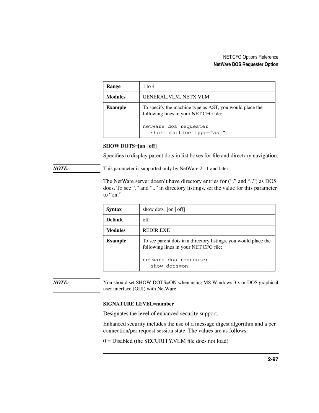 HP UX Internet and Networking Software manual Show DOTS=on off, Redir.Exe, Signature LEVEL=number 