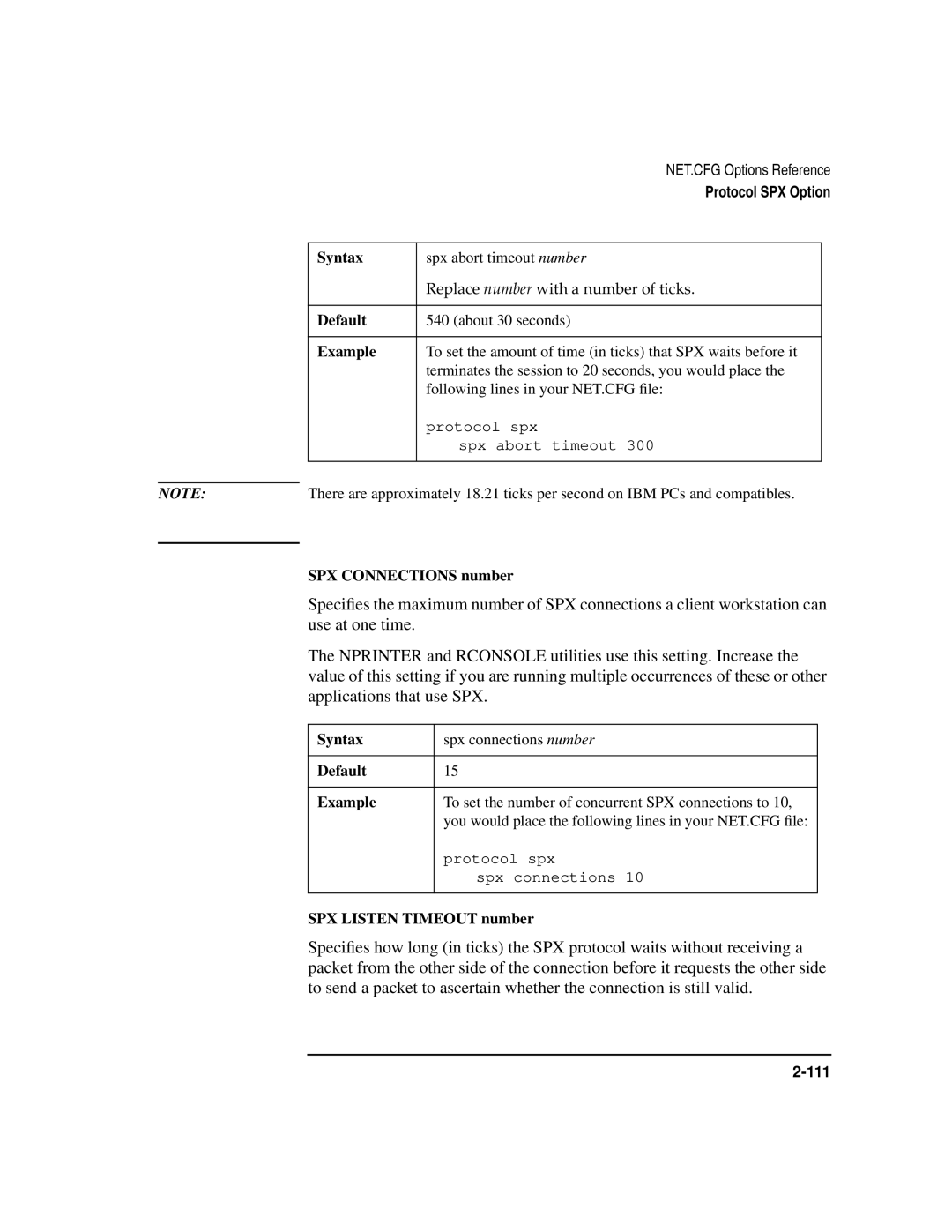 HP UX Internet and Networking Software manual SPX Connections number, SPX Listen Timeout number 