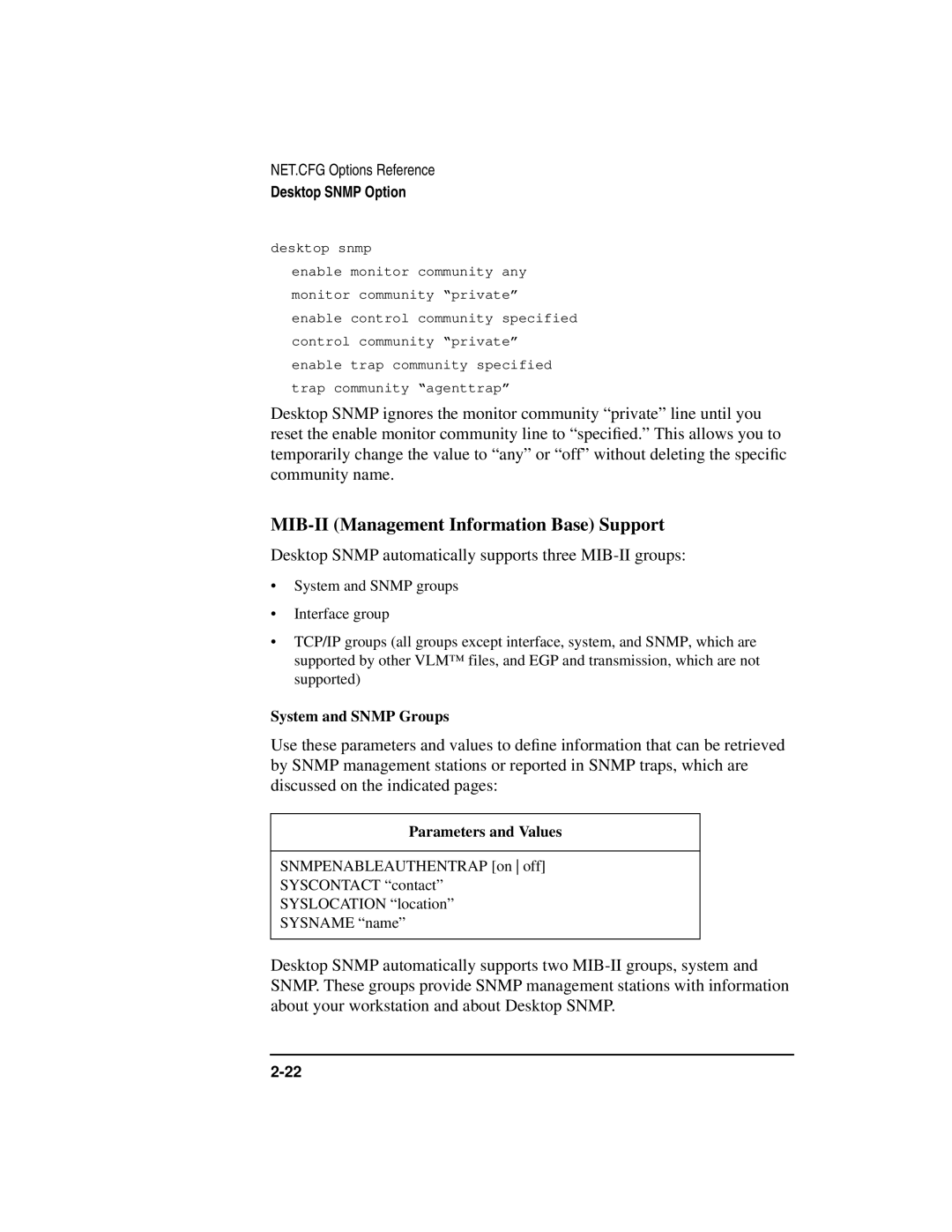 HP UX Internet and Networking Software manual MIB-II Management Information Base Support, System and Snmp Groups 