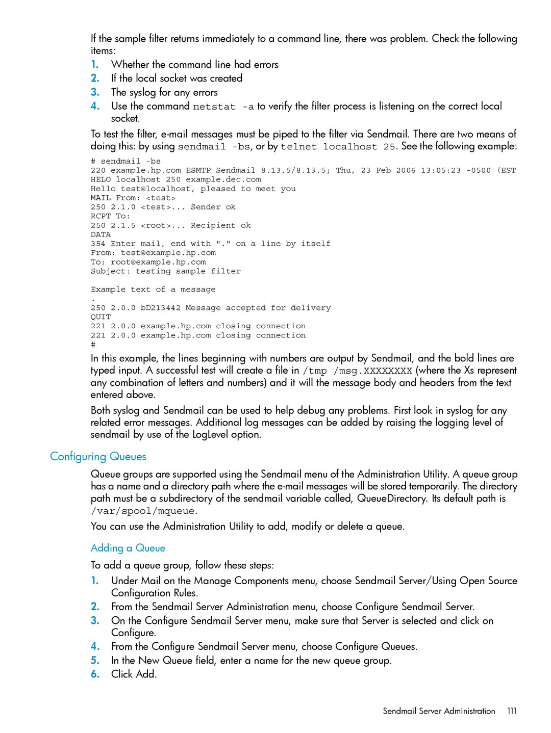 HP UX Internet Express Software manual Configuring Queues, Adding a Queue 