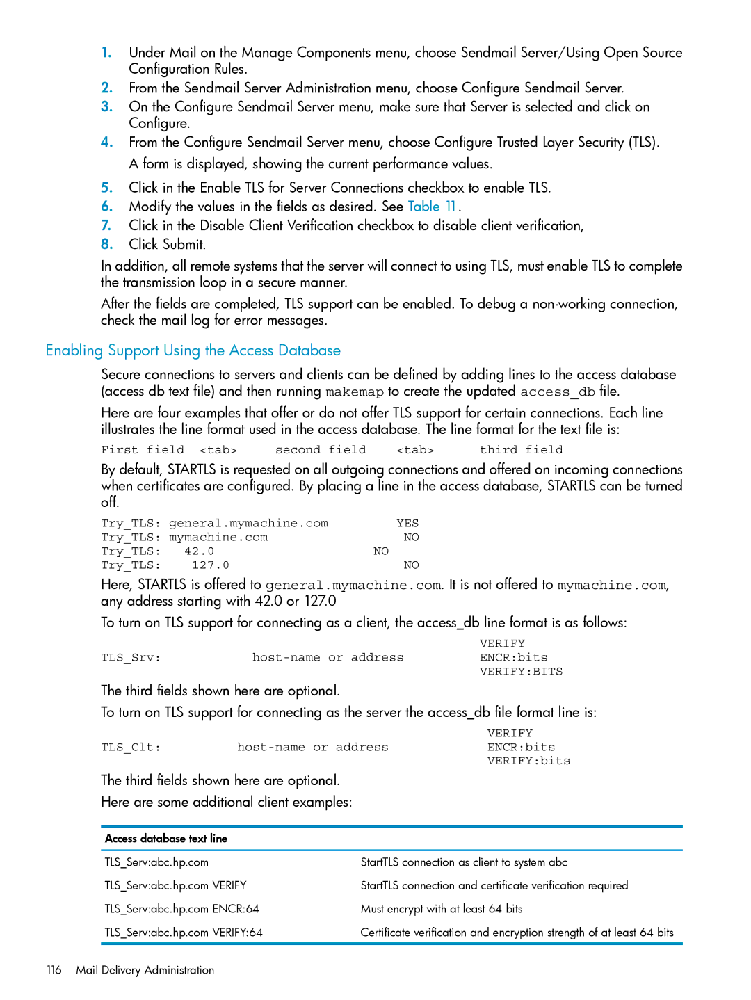 HP UX Internet Express Software manual Enabling Support Using the Access Database 