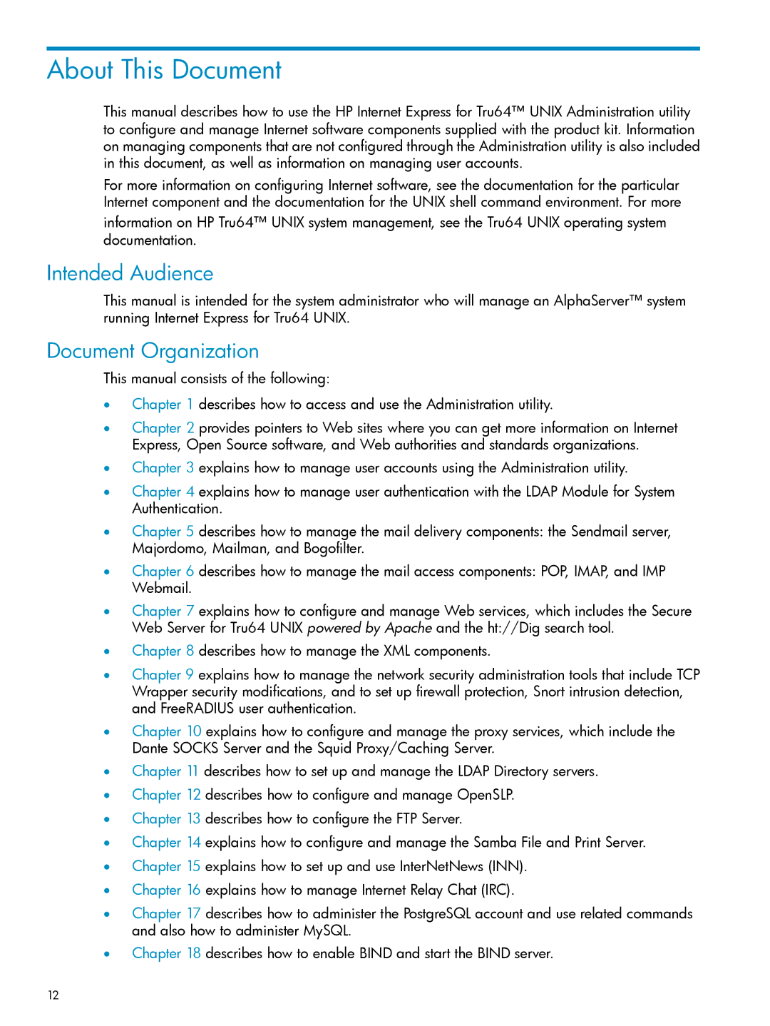 HP UX Internet Express Software manual About This Document, Intended Audience, Document Organization 