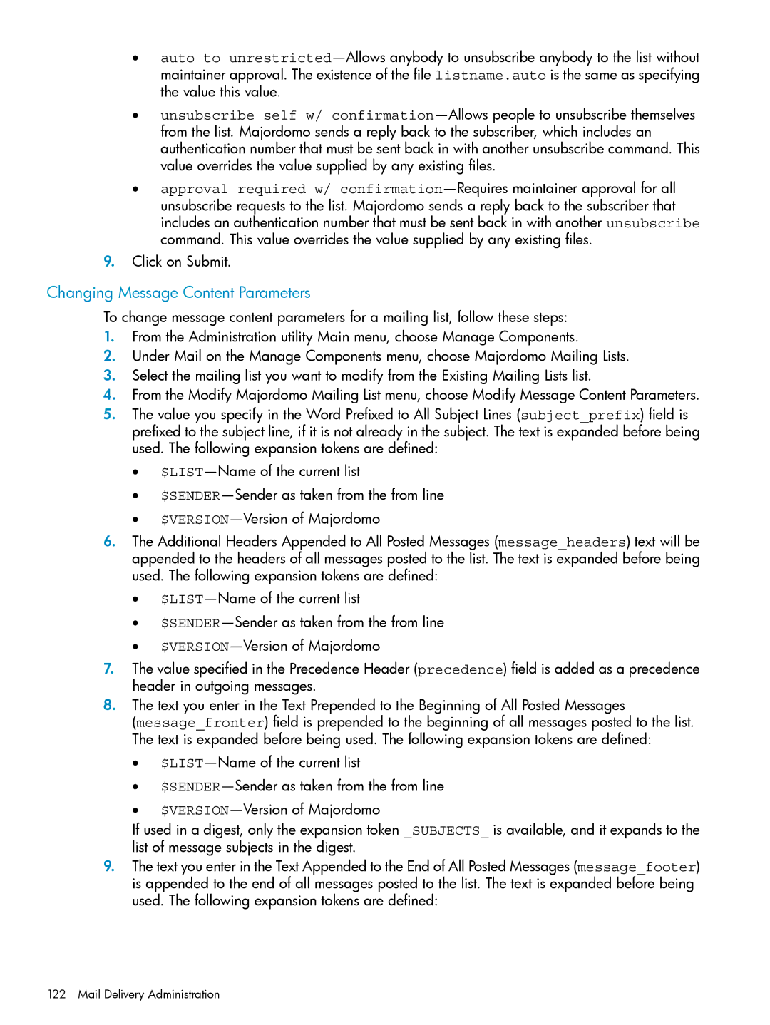 HP UX Internet Express Software manual Changing Message Content Parameters 