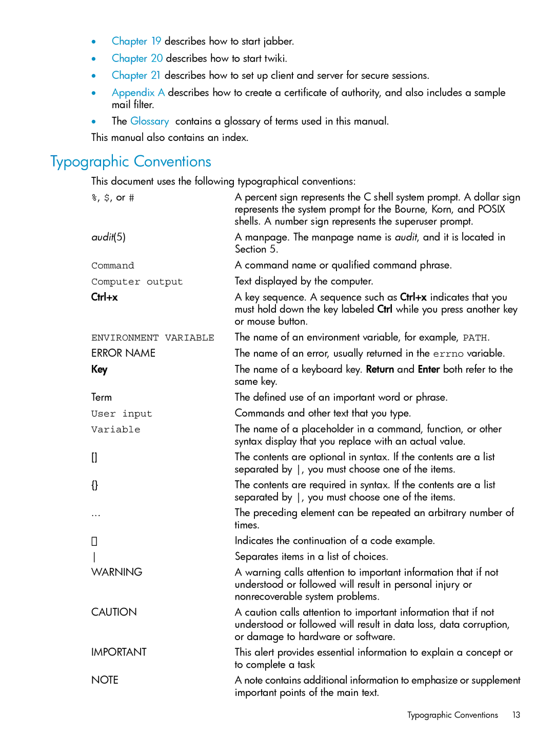 HP UX Internet Express Software manual Typographic Conventions, Command, Computer output, User input 