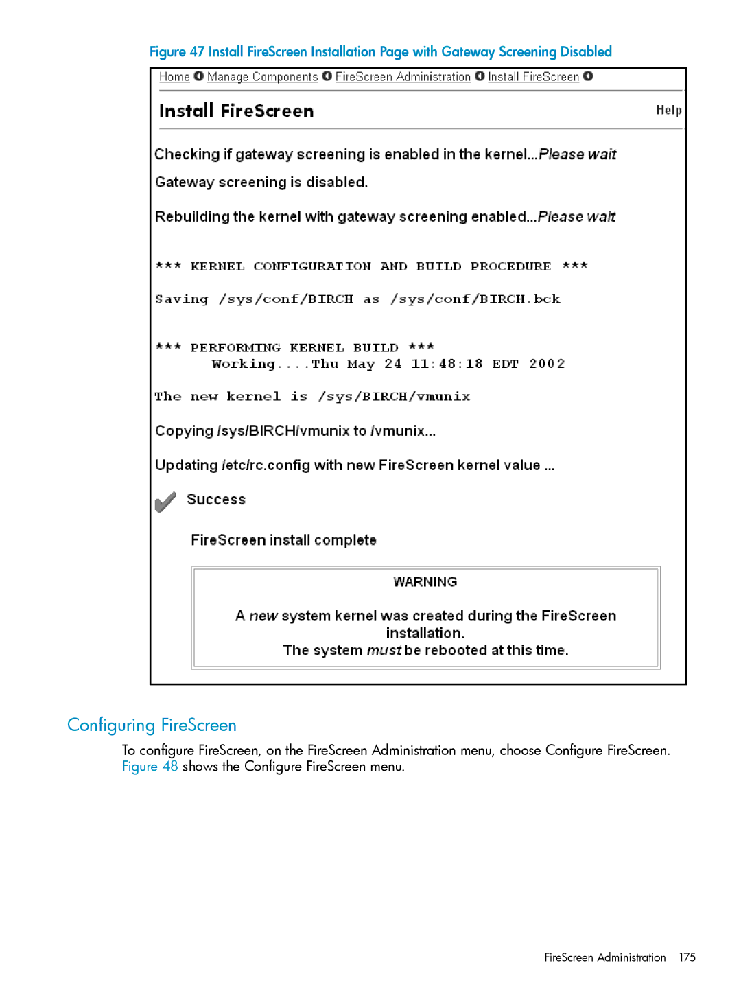 HP UX Internet Express Software manual Configuring FireScreen 