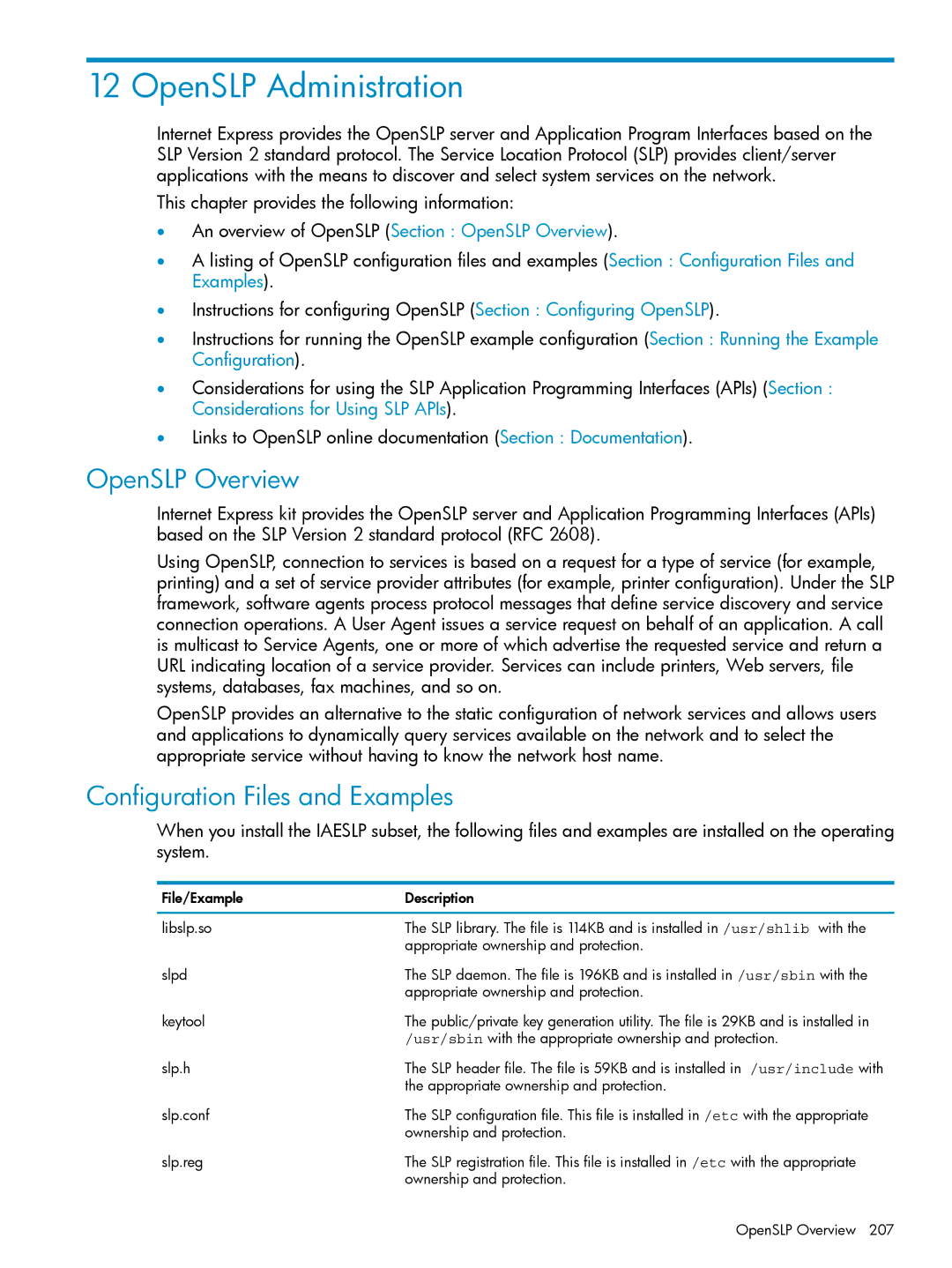 HP UX Internet Express Software manual OpenSLP Administration, OpenSLP Overview, Configuration Files and Examples 