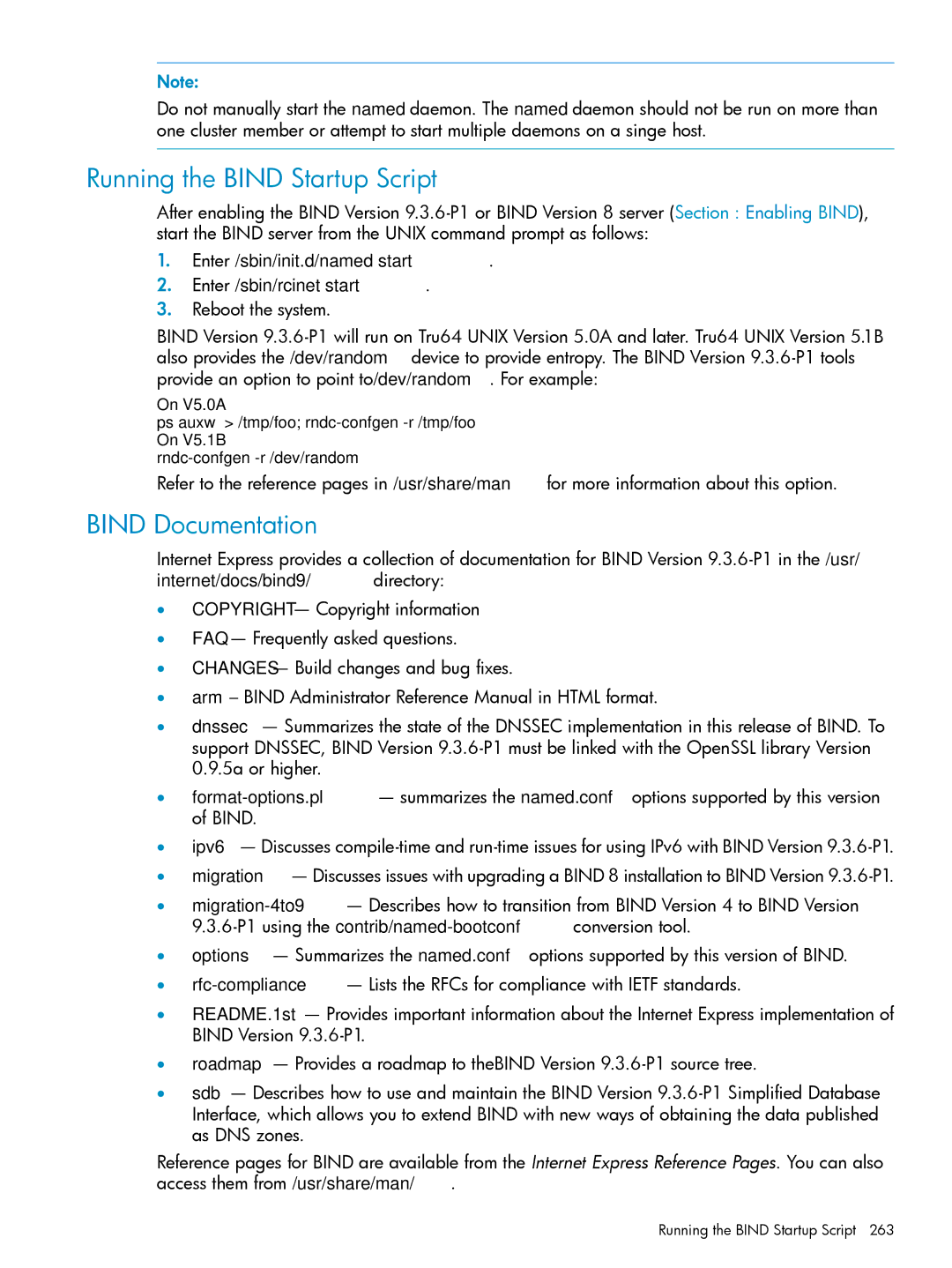 HP UX Internet Express Software manual Running the Bind Startup Script, Bind Documentation 