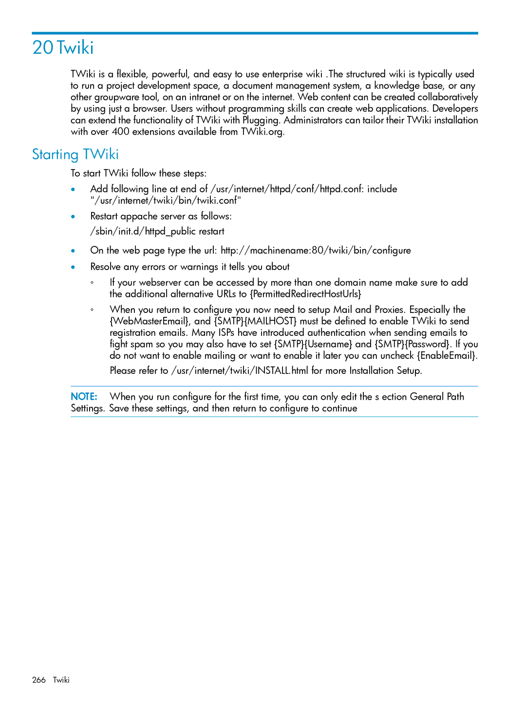 HP UX Internet Express Software manual Twiki, Starting TWiki 