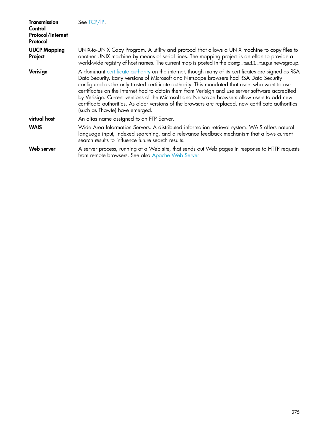 HP UX Internet Express Software manual See TCP/IP, 275 