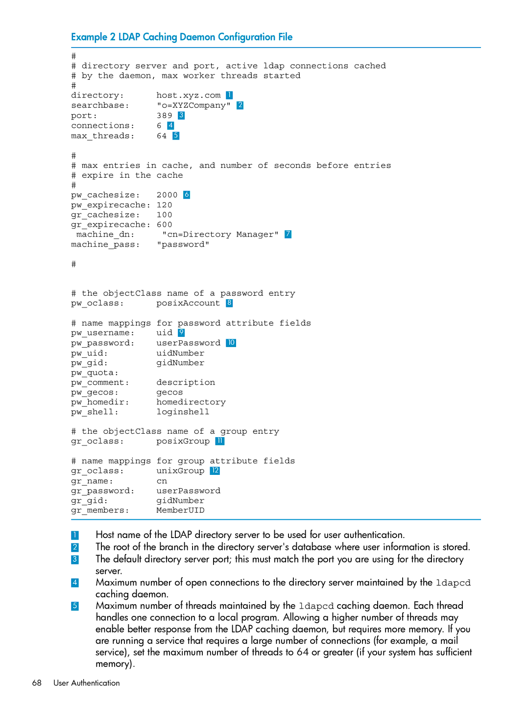 HP UX Internet Express Software manual Example 2 Ldap Caching Daemon Configuration File 