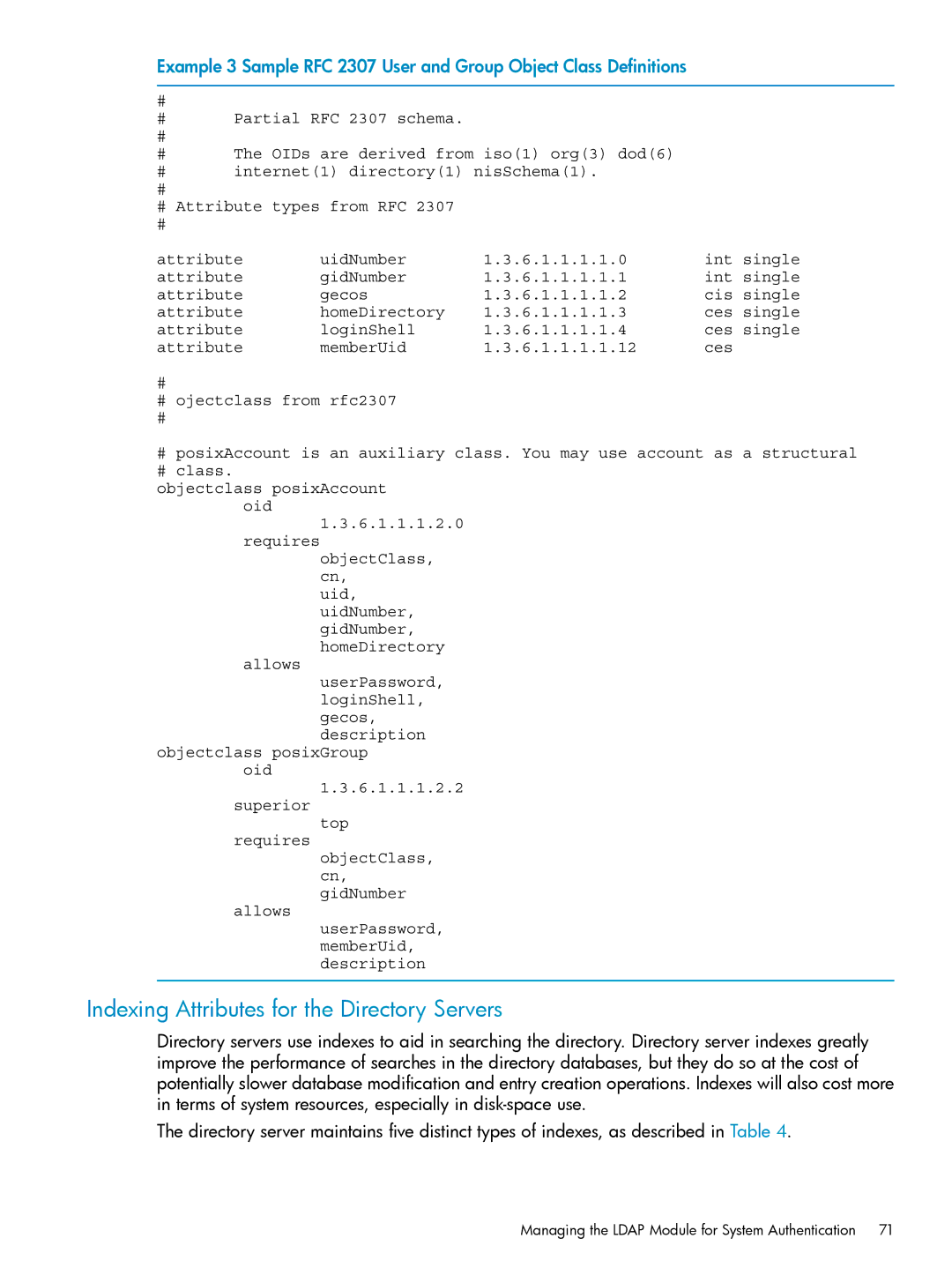 HP UX Internet Express Software manual Indexing Attributes for the Directory Servers 