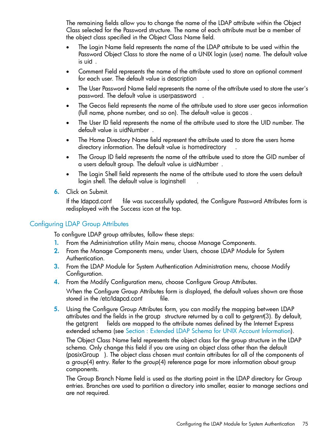 HP UX Internet Express Software manual Configuring Ldap Group Attributes 