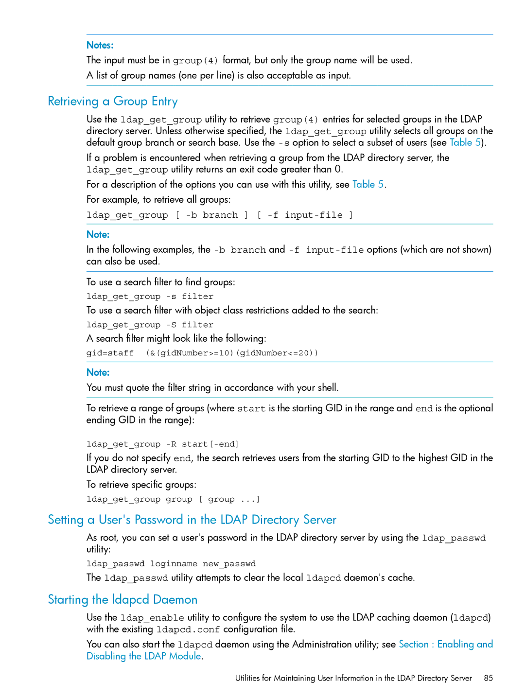 HP UX Internet Express Software manual Retrieving a Group Entry, Setting a Users Password in the Ldap Directory Server 