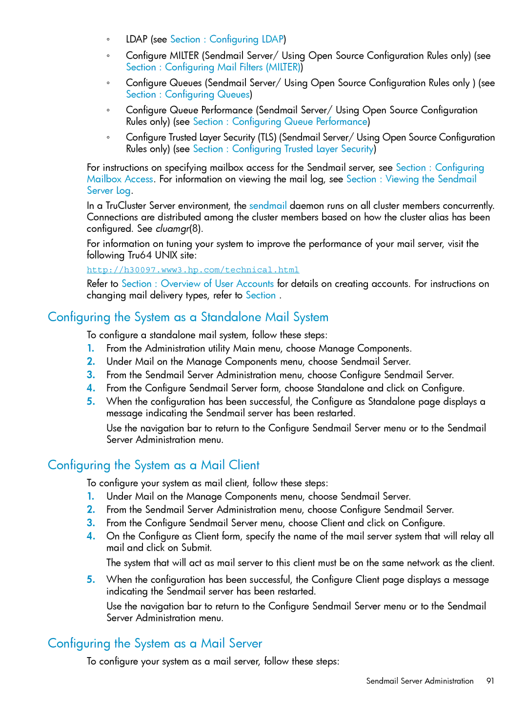 HP UX Internet Express Software Configuring the System as a Standalone Mail System, Ldap see Section Configuring Ldap 