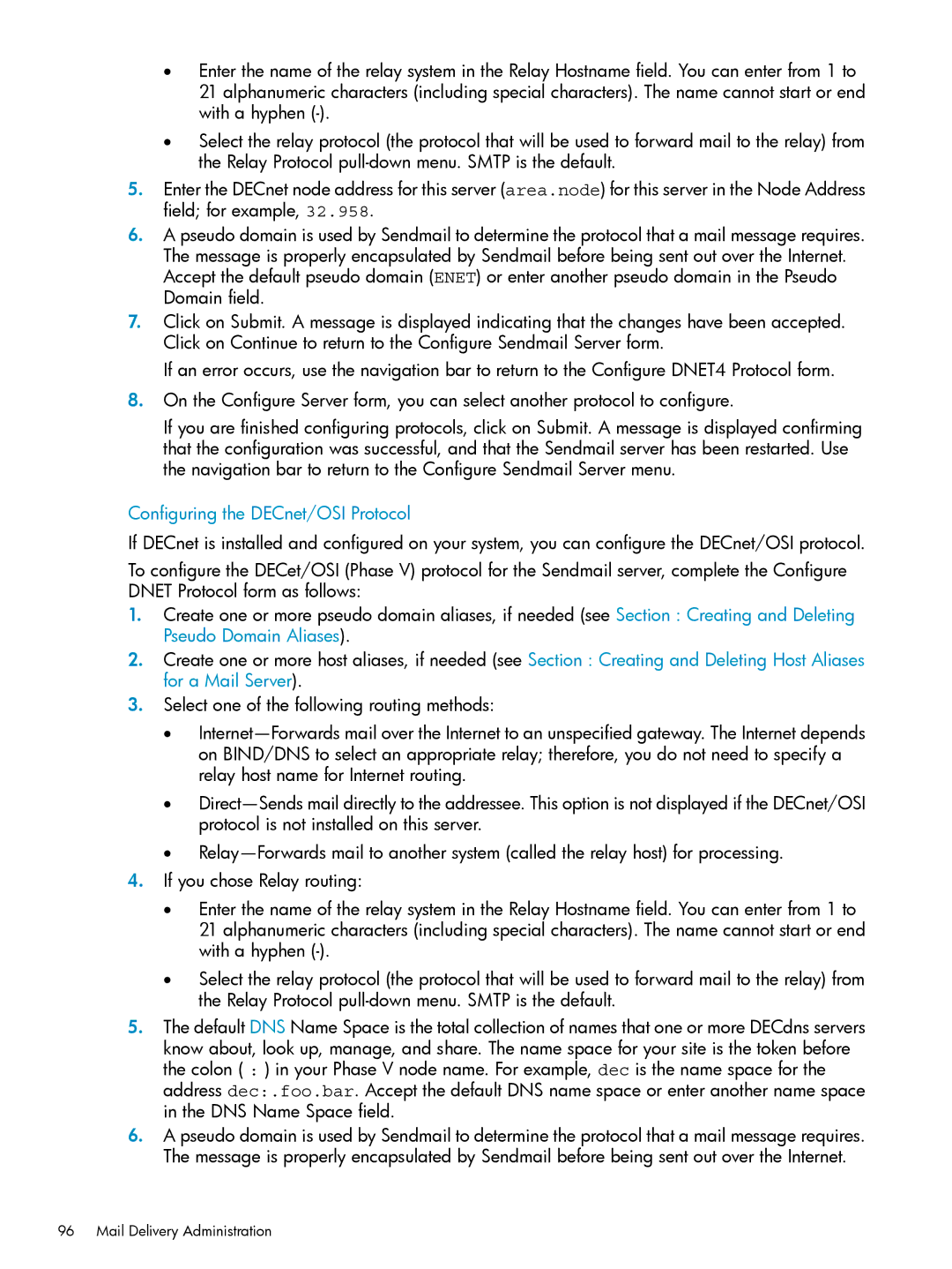 HP UX Internet Express Software manual Configuring the DECnet/OSI Protocol 