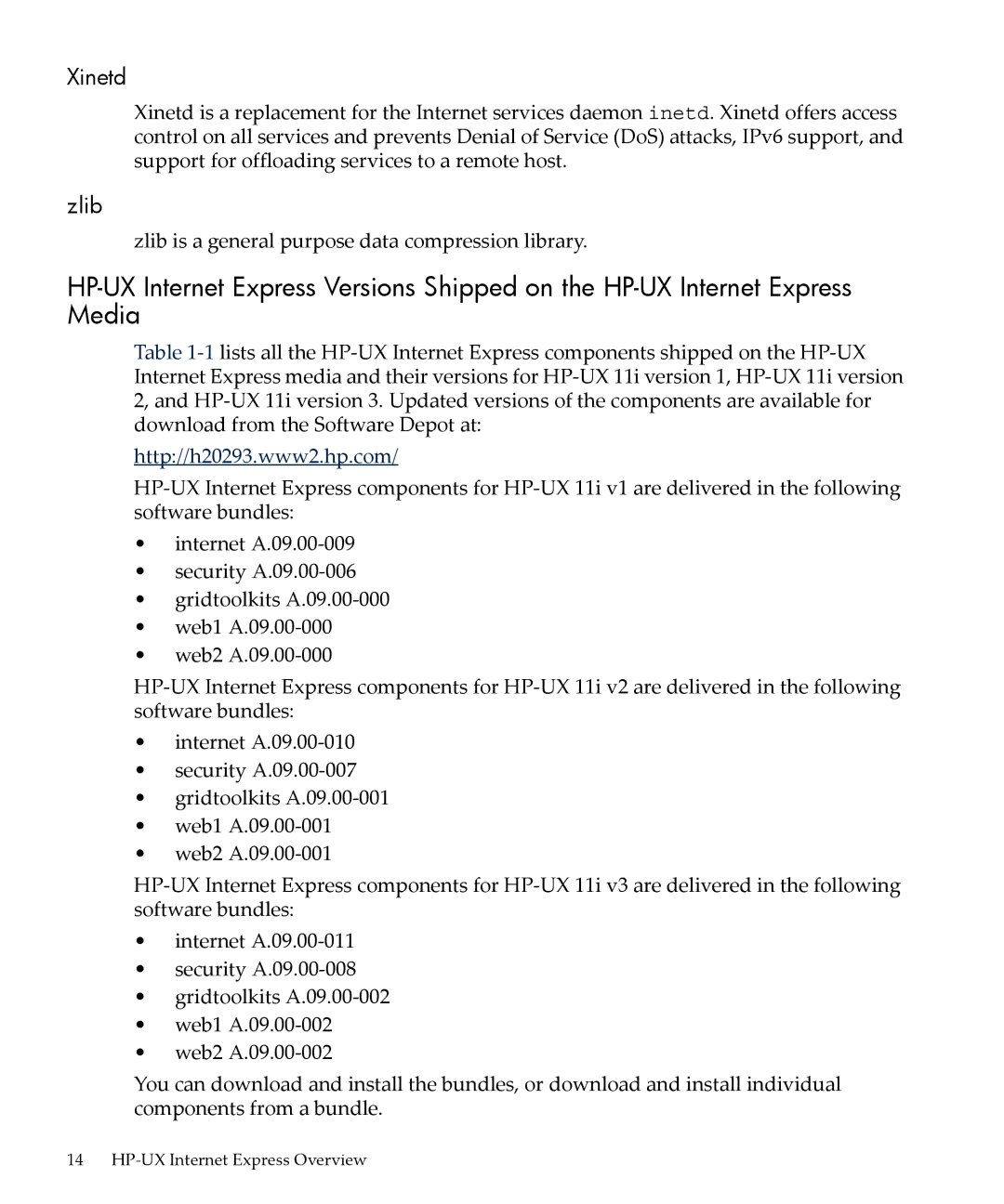 HP UX Internet Express Software manual Xinetd, Zlib 