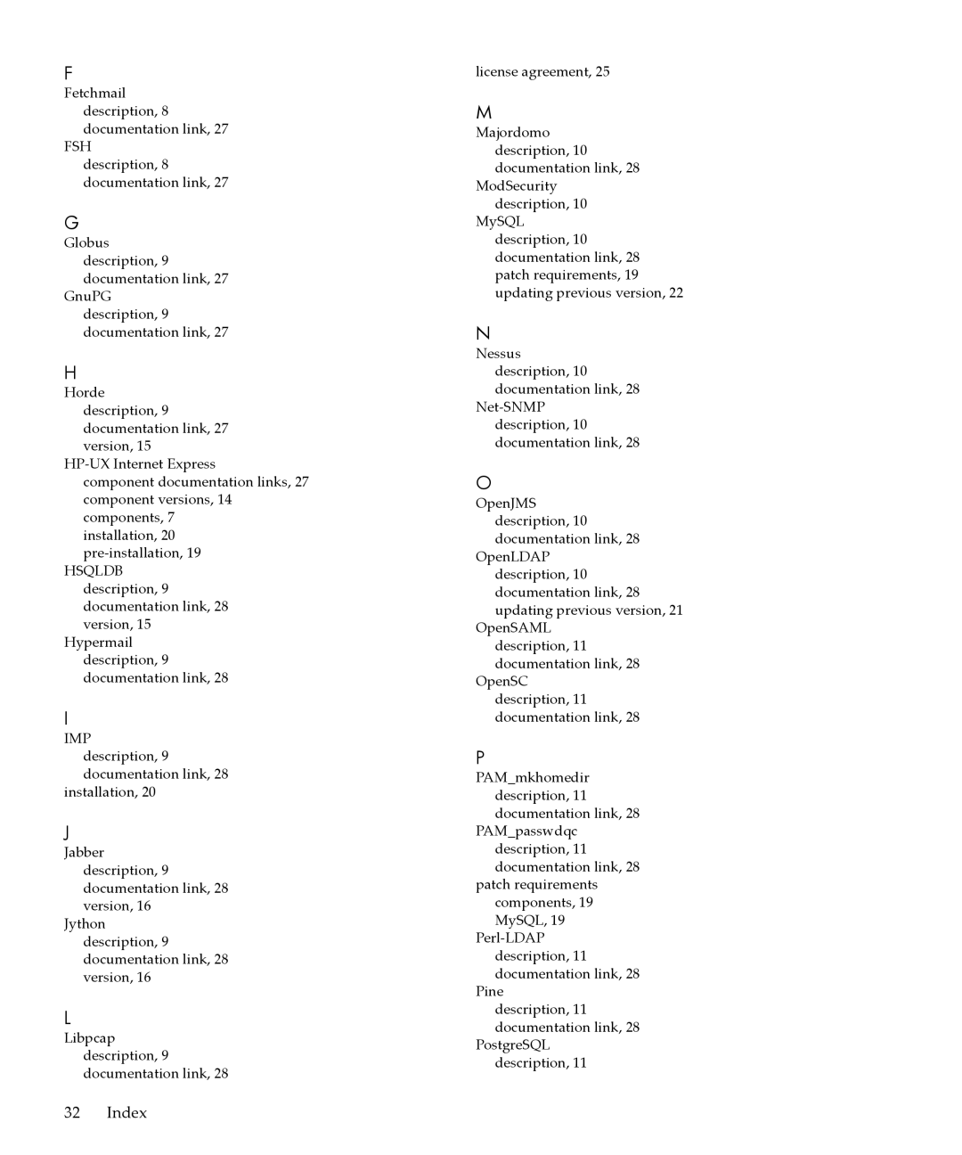 HP UX Internet Express Software manual Index 