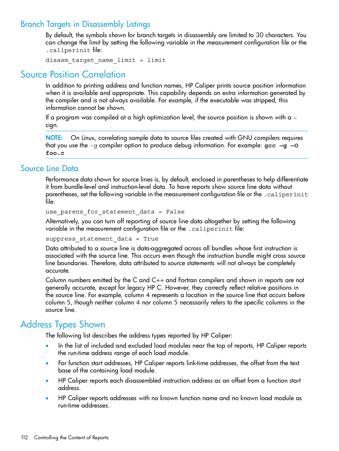 HP UX IPFilter Software manual Source Position Correlation, Address Types Shown, Branch Targets in Disassembly Listings 