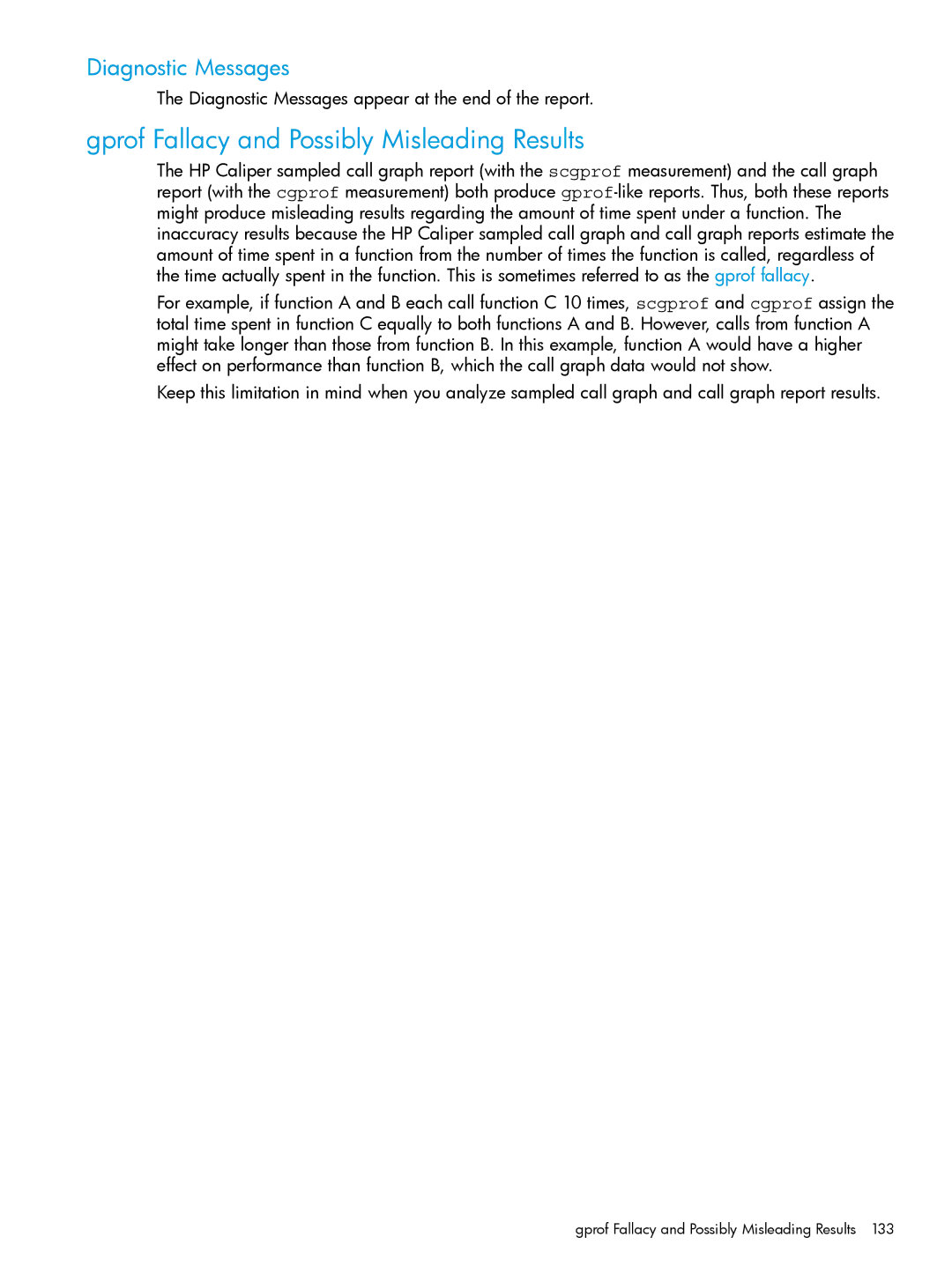 HP UX IPFilter Software manual Gprof Fallacy and Possibly Misleading Results, Diagnostic Messages 