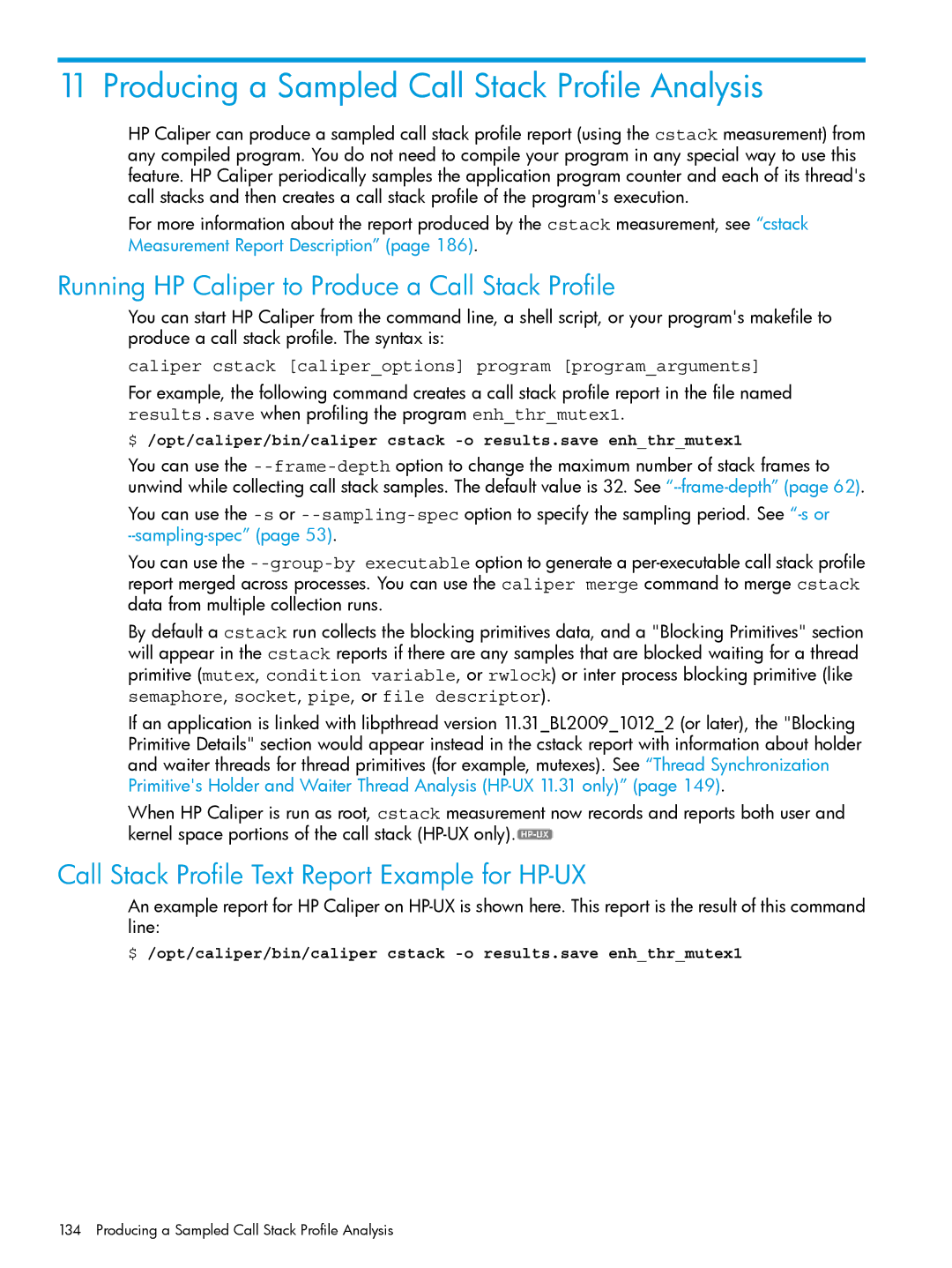 HP UX IPFilter Software Producing a Sampled Call Stack Profile Analysis, Call Stack Profile Text Report Example for HP-UX 