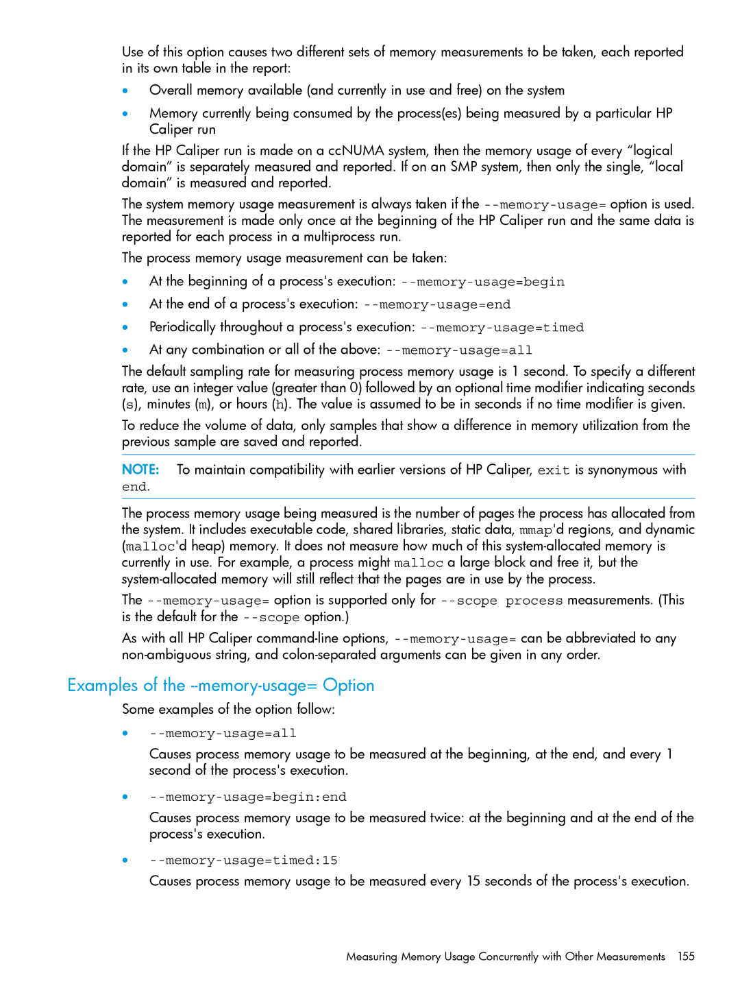 HP UX IPFilter Software manual Examples of the --memory-usage= Option, Some examples of the option follow, Memory-usage=all 