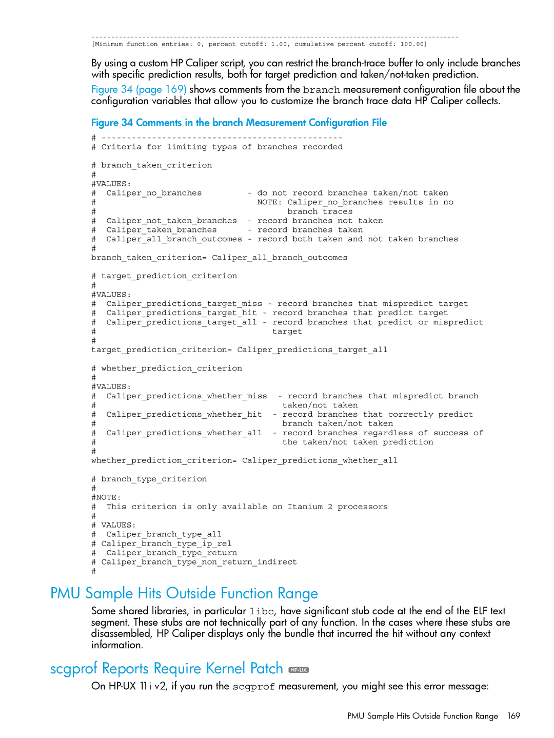 HP UX IPFilter Software manual PMU Sample Hits Outside Function Range, Scgprof Reports Require Kernel Patch 