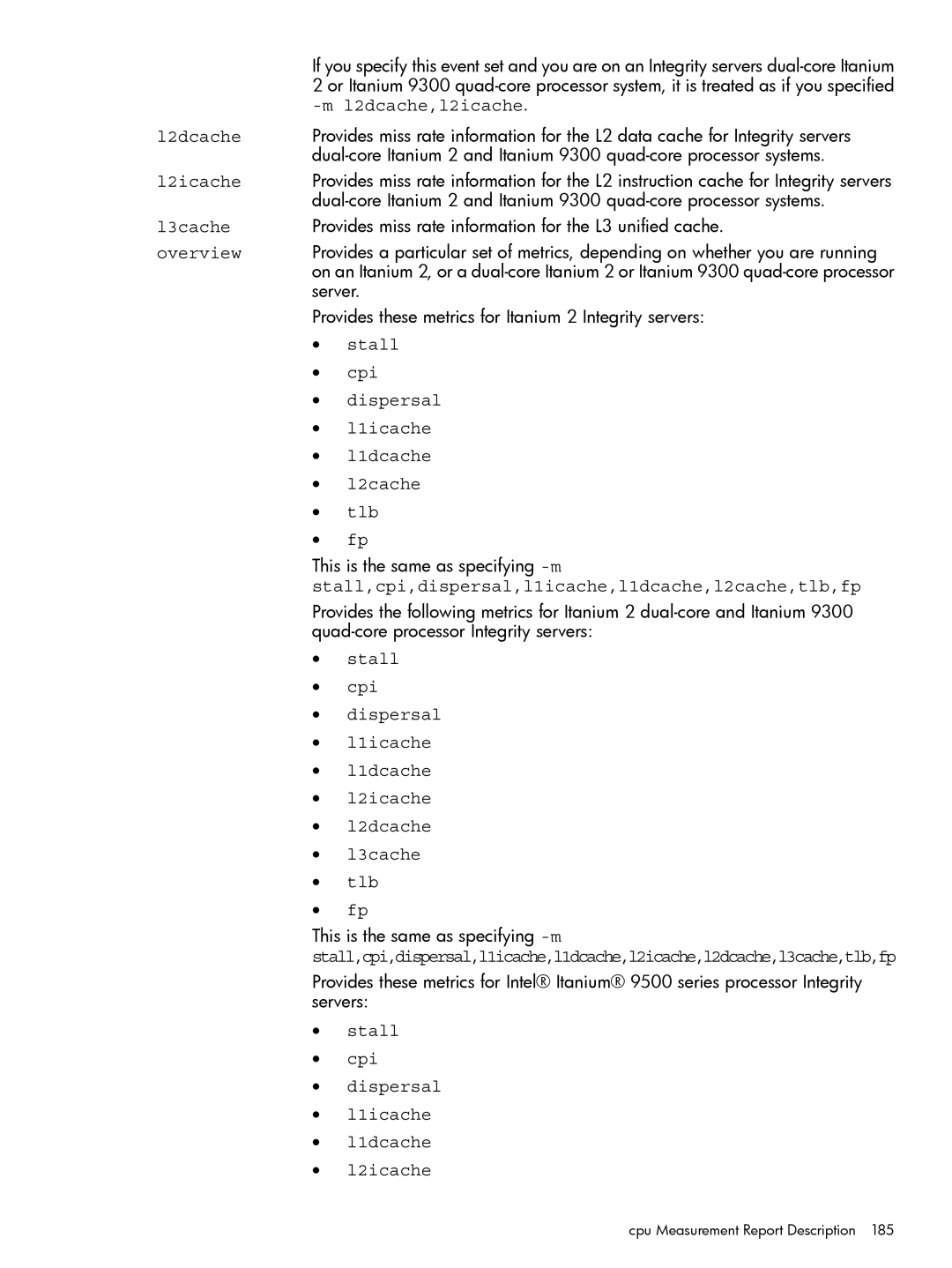 HP UX IPFilter Software L2dcache,l2icache, L2icache, L3cache, Overview, Stall Cpi Dispersal L1icache L1dcache L2cache Tlb 