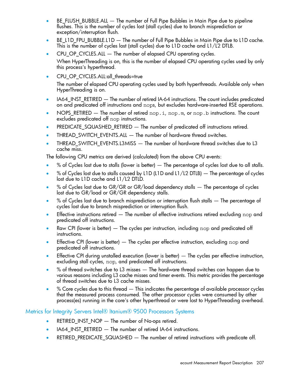 HP UX IPFilter Software manual Ecount Measurement Report Description 