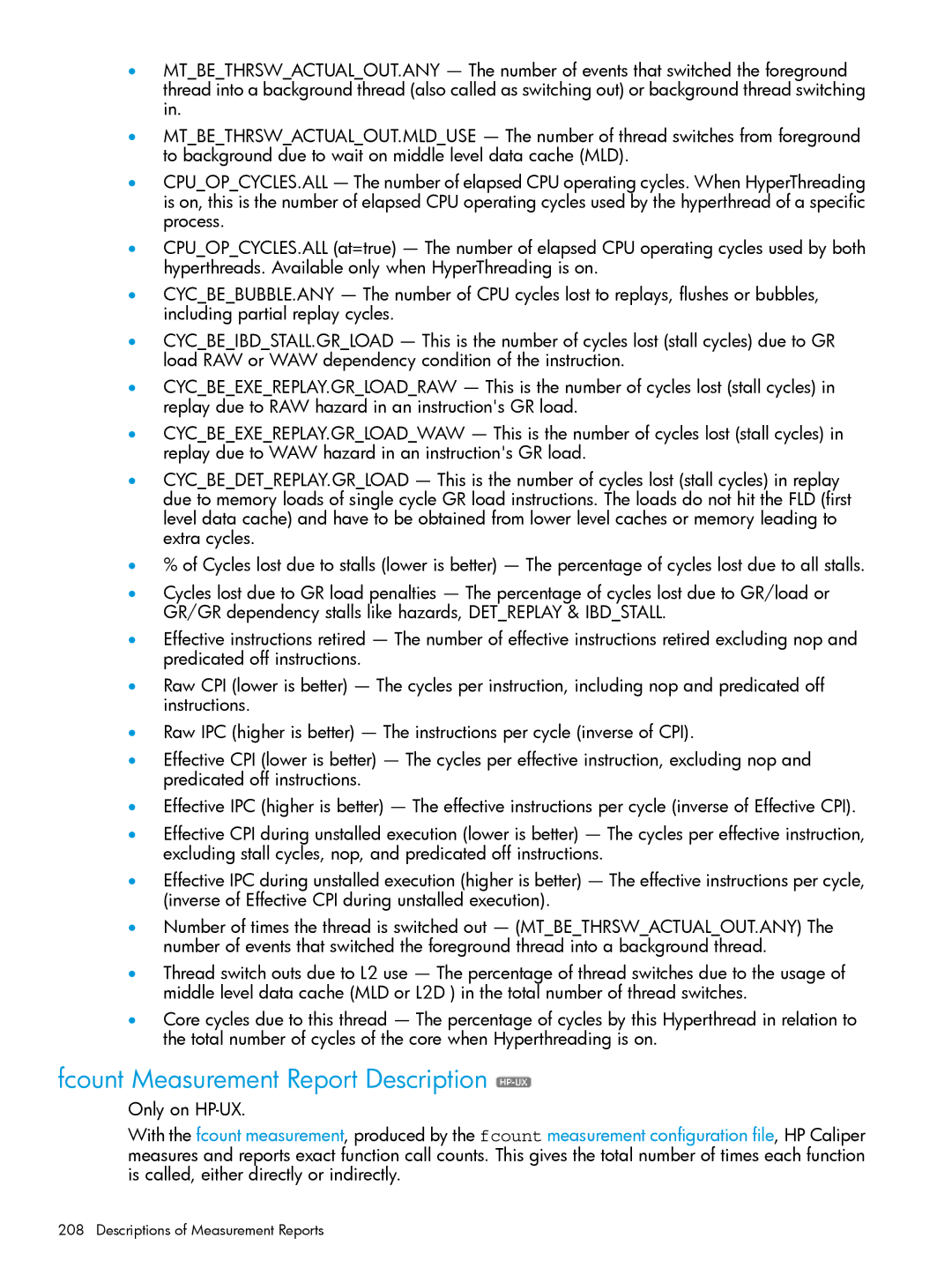 HP UX IPFilter Software manual Fcount Measurement Report Description, Only on HP-UX 