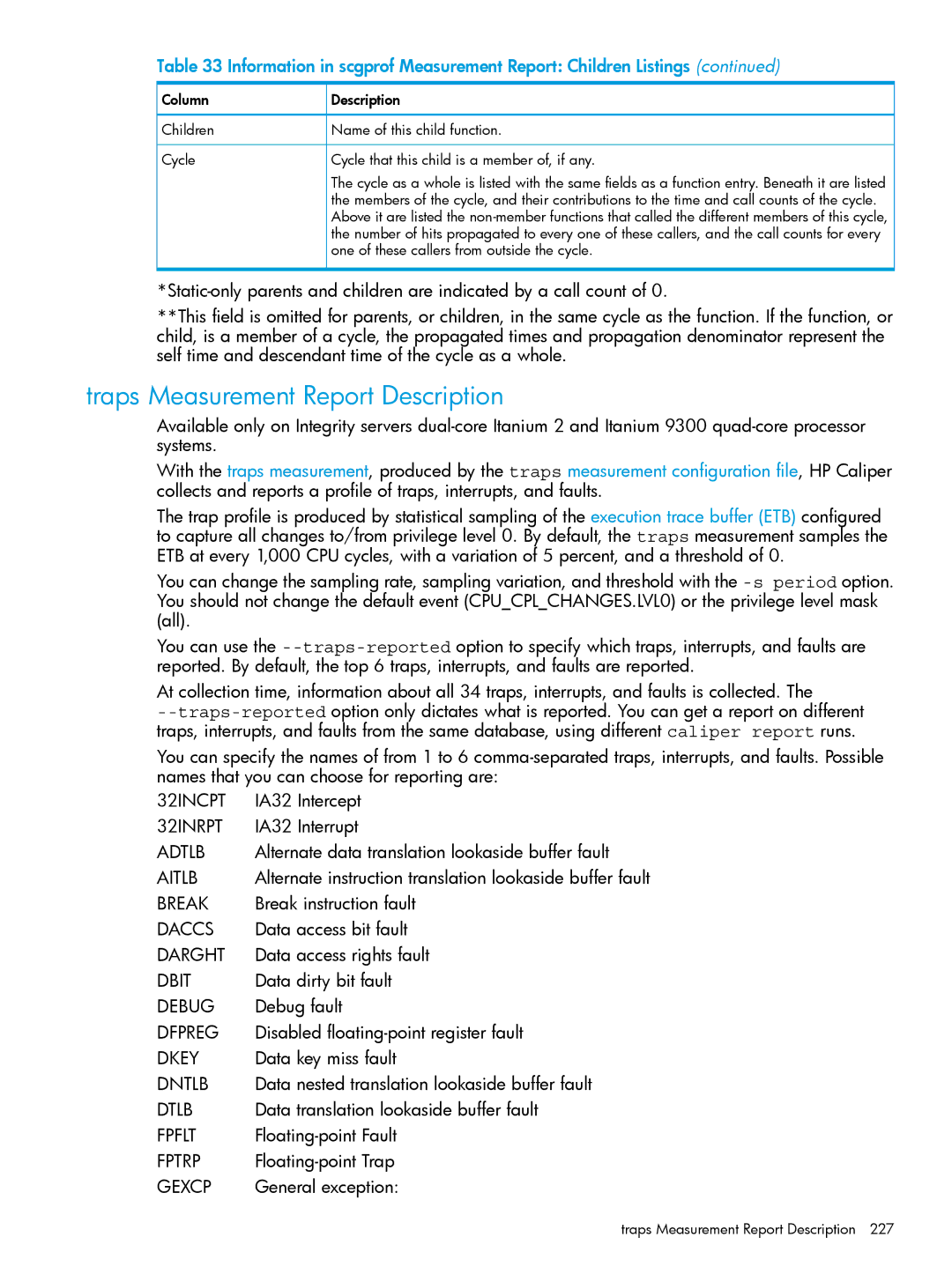 HP UX IPFilter Software manual Traps Measurement Report Description 