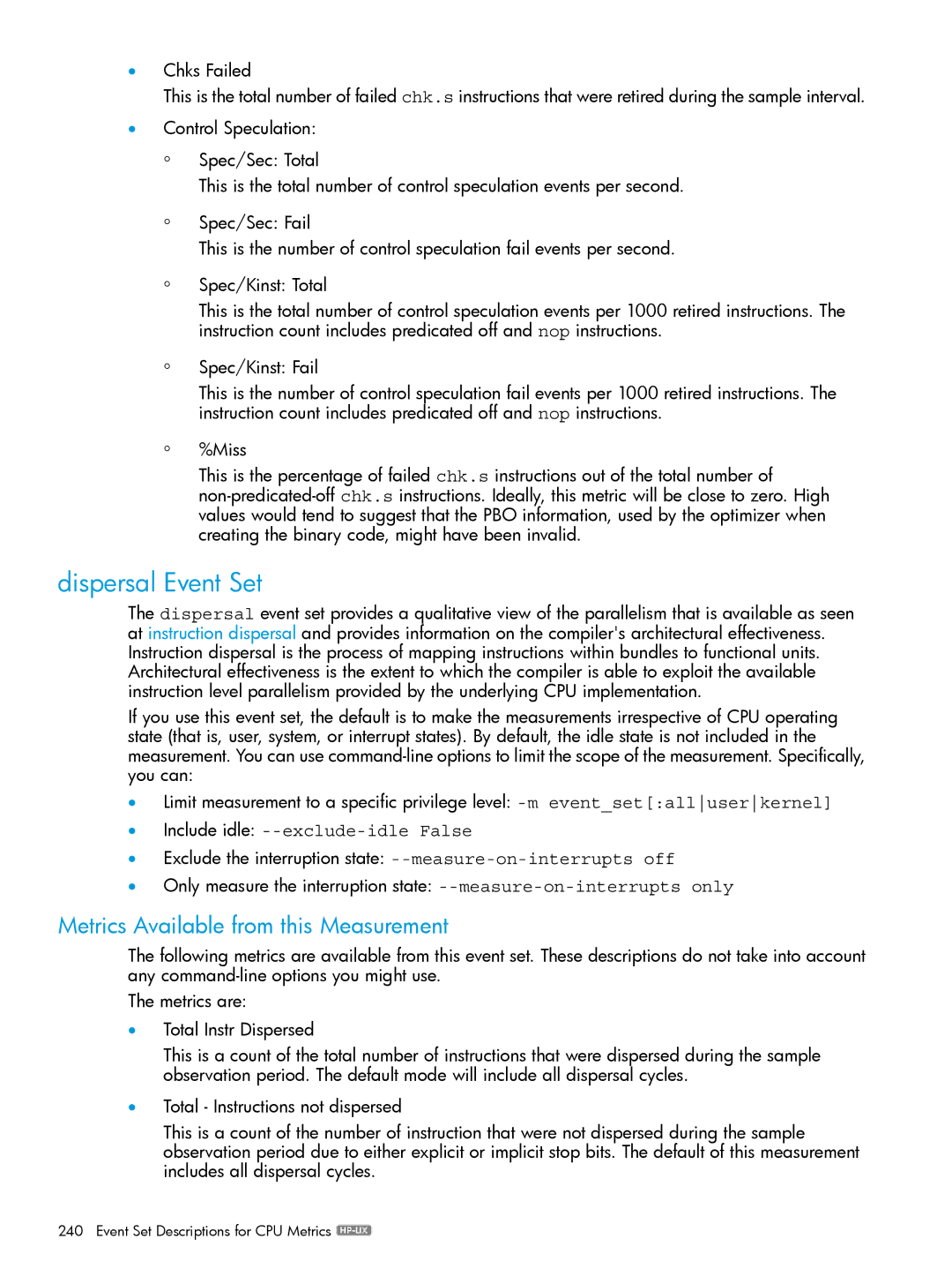 HP UX IPFilter Software manual Dispersal Event Set 