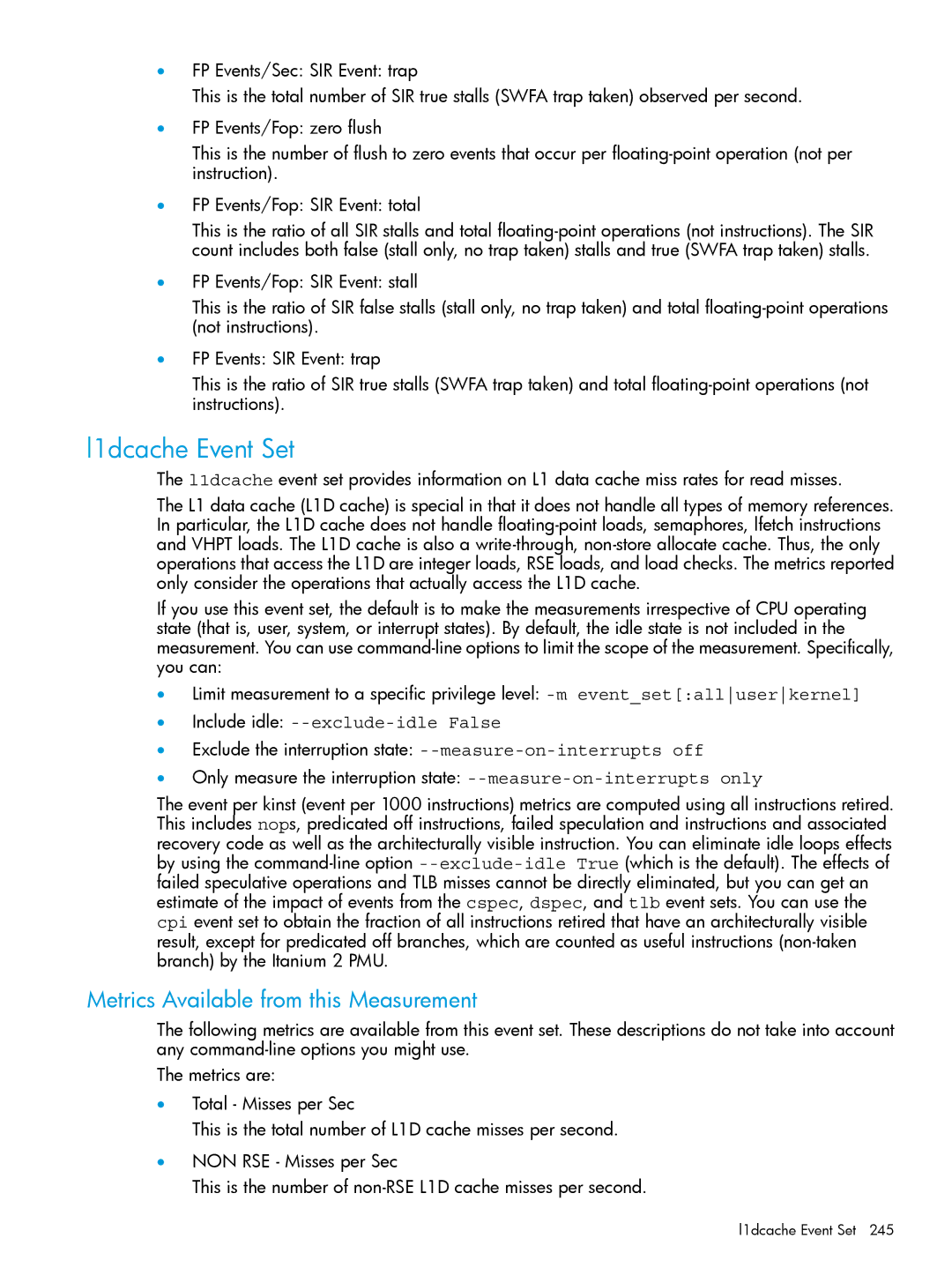 HP UX IPFilter Software manual L1dcache Event Set 