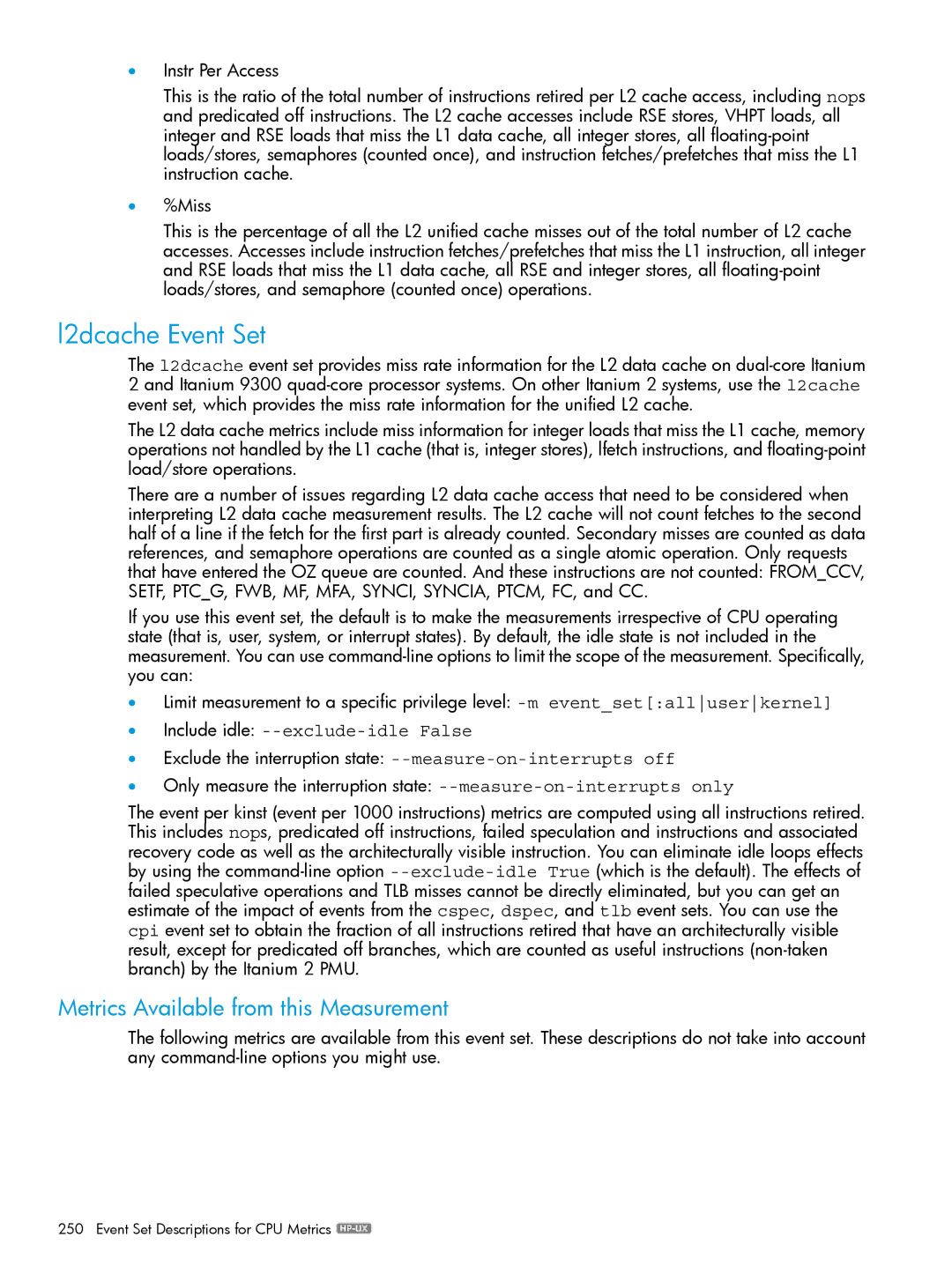 HP UX IPFilter Software manual L2dcache Event Set 