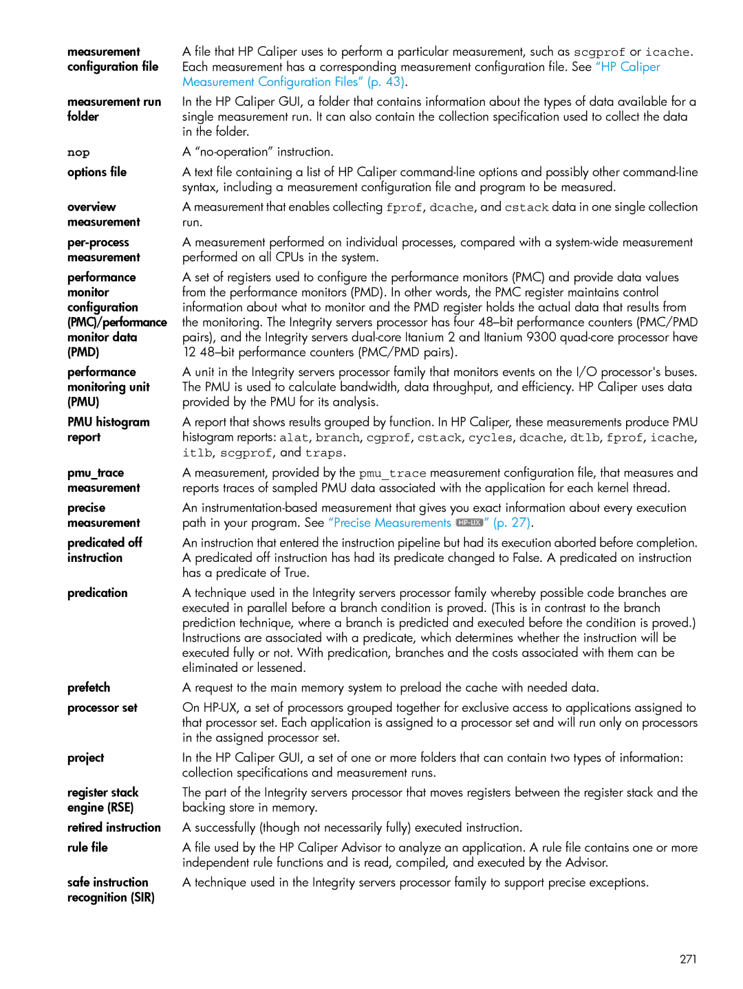 HP UX IPFilter Software manual Measurement Configuration Files p, 271 