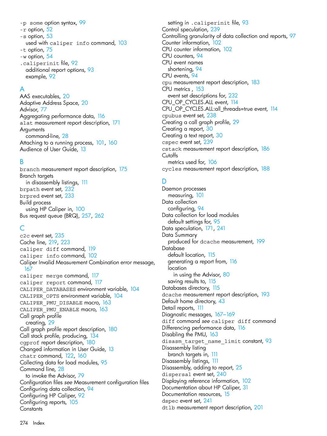 HP UX IPFilter Software manual CPU event names shortening, 94 CPU events, Daemon processes measuring 