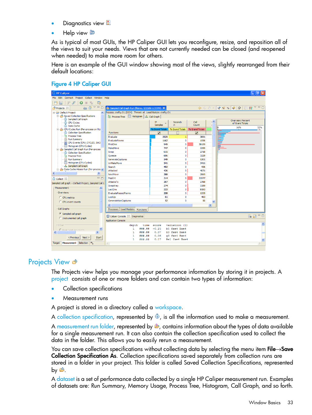 HP UX IPFilter Software manual Projects View, Window Basics 